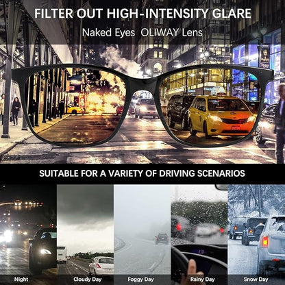Night Vision Driving Glasses for Women & Men - Anti Glare Blue Light Blocking Computer Glasses with HD Clarity, UV400 Protection | Nighttime Safety Eyewear for Screen Use & Road Travel