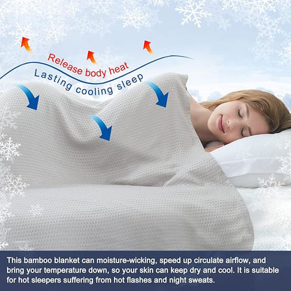 DANGTOP Cooling Blankets, 100% Rayon Derived from Bamboo, Absorbs Body Heat to Keep Cool on Warm Night, Ultra-Cool Lightweight Blanket(79x91 inches, Grey)