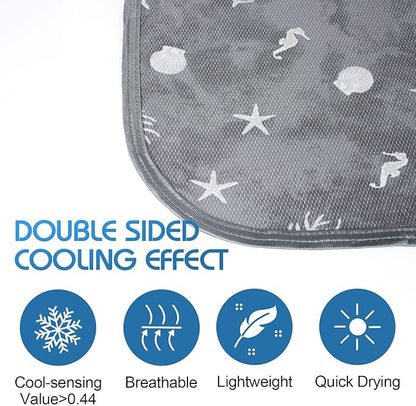 Ailemei Direct Cooling Blanket with Double Sided Cold Effect, Lightweight Breathable Summer Oversize Coastal Theme Bed Blankets, Transfer Heat to Keep Body Cool for Hot Sleepers Night Sweats, 90“x90”