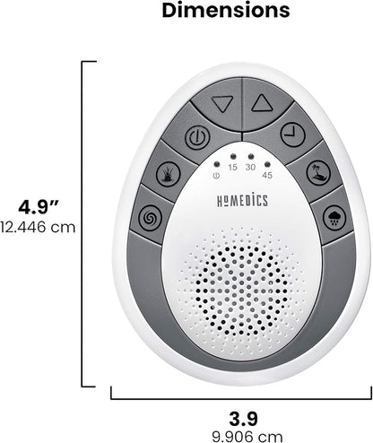 Homedics White Noise Sound Machine, Small Travel Sound Machine with 4 Relaxing Nature Sounds, Portable Sound Therapy for Home, Office, Nursery, Auto-Off Timer, by Homedics
