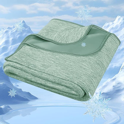 Degrees of Comfort Cooling Blankets for Hot Sleepers - King Summer Cold Blankets for Bed Sleeping, Absorbs Heat to Keep Body Cool, Soft & Cozy, Green 108"x90"