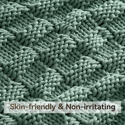 Knitted Weighted Blanket Kids, No Beads Heavy Blanket 40” x 60'' 7lbs, Breathable Chunky Knit Blanket, Cooling Weighted Blanket for Hot Sleepers, Christmas Home Decor (Light Green)