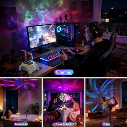 Rossetta Dual Lens Galaxy Projector, Star Projector for Bedroom with White Noise & Bluetooth Speaker, Remote, Timer, Aurora & Nebula Night Light for Easter, Party, Yoga, Gifts for Kids Adult Teen