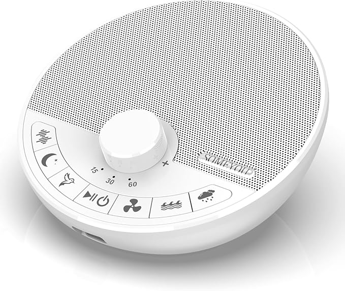 Portable White Noise Sound Machine with 18 Sleep Sounds, Battery Powered Bluetooth Function Knob Volume Control Sleep Timer, Travel White Noise Machine for Sleeping Adults Baby(White)