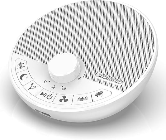 Portable White Noise Sound Machine with 18 Sleep Sounds, Battery Powered Bluetooth Function Knob Volume Control Sleep Timer, Travel White Noise Machine for Sleeping Adults Baby(White)
