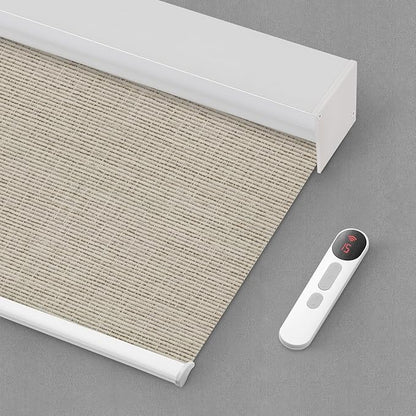 Bringnox Motorized Blinds with Remote,100% Blackout Smart Roller Blinds Compatible with Apple Homekit Google Home and Alexa Via HUB,and Customized (Safari Biscuit-20)