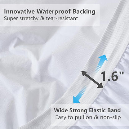 Full Size Mattress Pad Waterproof, Cooling Mattress Topper for Double Bed, Pillow Top Quilted Fitted Mattress Protector Cover with 8-21" Deep Pocket (54x75 inch, White)