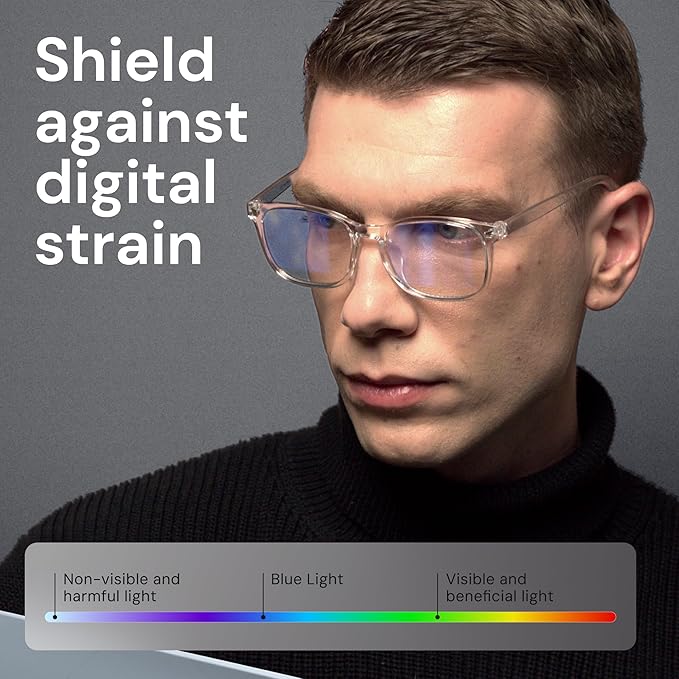 Gaoye Transparent Brown Blue Light Glasses for Computer & Gaming - Anti UV Ray Lenses, Scratch-Resistant & Comfort Fit