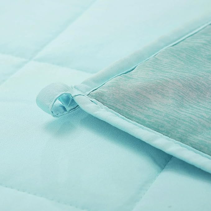 Weighted Blanket Twin Size 15bls, Cooling Blanket for Adult Hot Sleepers, Soft Bed Blanket Universal to All Seasons, 48''x72'' 15 LBS, Water Blue
