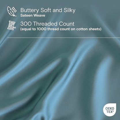 DOZ Duvet Cover Set, 100% Viscose derived from Bamboo, Organically Grown, Buttery Soft, Cooling Duvet Covers, High GSM, 1 Duvet Cover and 1 Pillowcase, 70"x90" (Teal, Twin/Twin XL)