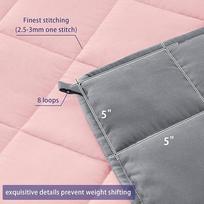 yescool Weighted Blanket for Adults (25 lbs, 88” x 104”, Pink Grey) Cooling Heavy Blanket for Sleeping Perfect for 240-260 lbs, King Size Breathable Blanket with Premium Glass Bead
