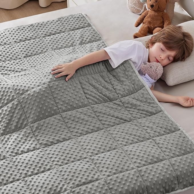 anfie Weighted Blanket Kids(40"x60" 7lbs) Weighted Blanket Cooling Blanket for Sleeping,Throw Size Breathable Blanket with Premium Glass Bead(Grey)
