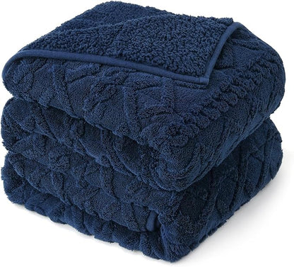 Weighted Blanket Queen Size 60x80 inches, Toasty Soft Stylish Sherpa Bed Blanket 15lbs for Calming and Soothing, Fluffy Classy Decorative Heavy Blanket, Navy Blue