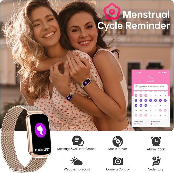 Health Fitness Tracker with 24/7 Heart Rate, Smart Watch with Blood Pressure and Blood Oxygen Monitor, Bulit-in 120+ Sport Mode, Sleep Tracking Waterproof Activity Tracker for Women Men (Rose Gold)