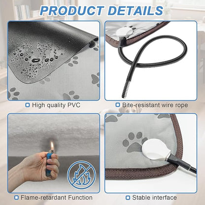 Bestio Dog Heating Pad,28×18 in Heated Dog Bed with Constant Heat & Auto Modes，MET&UL Certified Pet Heating Pad with Soothing Warmth,Chew-Resistant Cord,Waterproof Washable Cover- Blue
