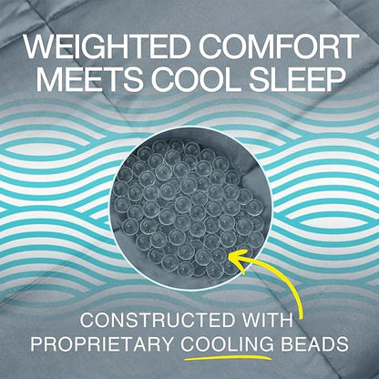 HomeSmart Cooling Weighted Blanket King Size 50 lbs, Designed with Hi-Tek Stay Cool Fabric, Machine Washable, Also Fits California King Beds, Very Heavy