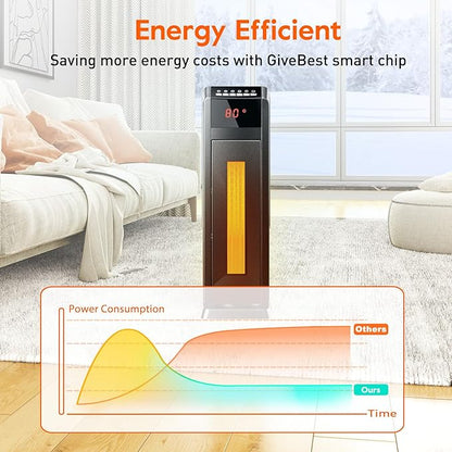 GiveBest Space Heater for Large Room, 24" Ceramic Heater with Remote Control 1H to 8H Timer ETL Certified Digital Oscillating Heater with Overheat Protection Tip-Over Switch for Indoor Use