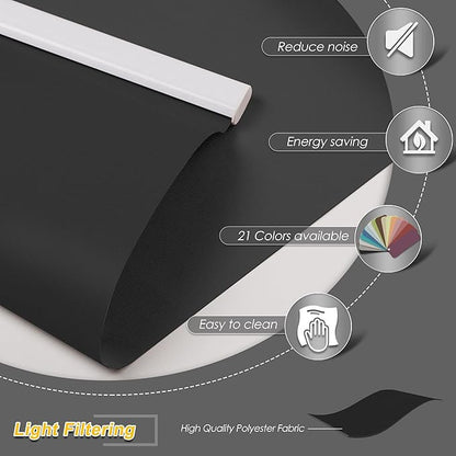 Allesin Motorized Roller Shade Blinds Work with Alexa for Window, 80% Blackout Smart Shades Cordless with Remote Control, Electric Automated Blinds, Customized Size, Lithium Battery Motor(Black)