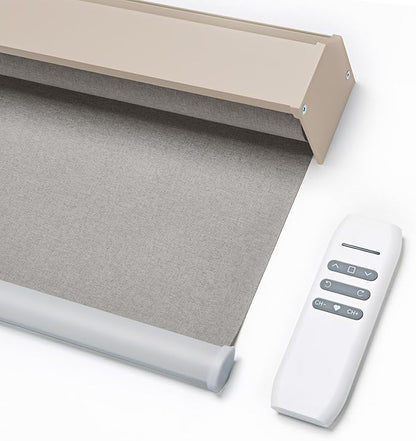 Motorized Blinds with Remote, Custom Automatic Electric Blackout Smart Blinds for Windows, Motorized Window Roller Shades Compatible with Alexa Google for Home Office, Fabric Coffee