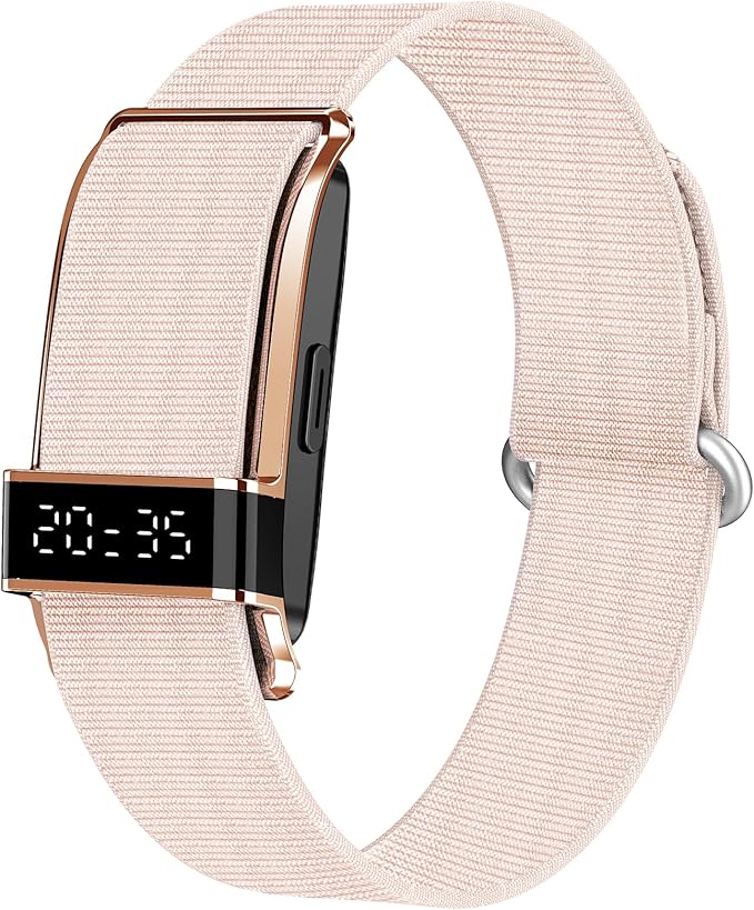 Fitness Trackers Smart Wristband With Hidden Screen(Wrist-Raise Screen Activation)Activity & Sleep Tracker with Heart Rate/HRV/Blood Oxygen, Vibration Alerts, Free APP (Rose Gold, Universal Size)