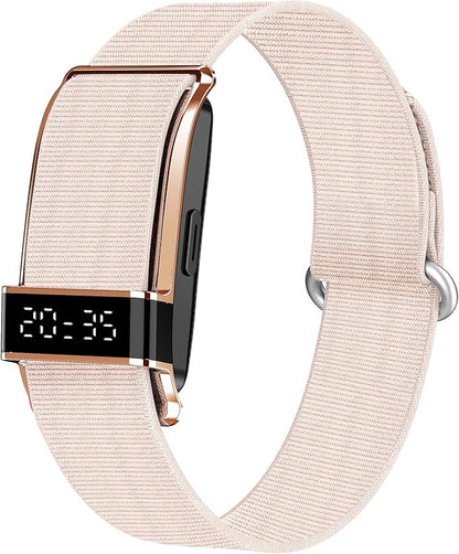 Fitness Trackers Smart Wristband With Hidden Screen(Wrist-Raise Screen Activation)Activity & Sleep Tracker with Heart Rate/HRV/Blood Oxygen, Vibration Alerts, Free APP (Rose Gold, Universal Size)