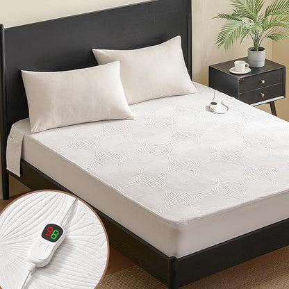 Homemate Heated Mattress Pad Full Size - 3D Knitted Jacquard Electric Mattress Pad Full Bed Warmer with Dual Controller, 10 Heated Setting - Auto Off 8 Hours, Fit Up to 30 Inch, 75"x54"