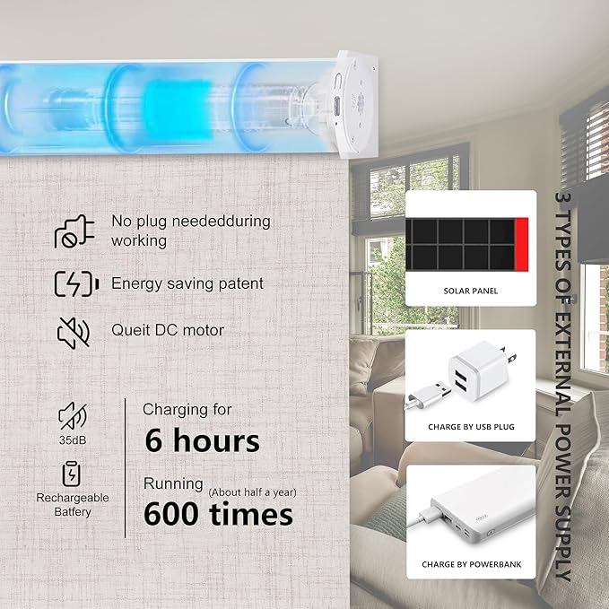 Bringnox Motorized Blinds with Remote,100% Blackout Smart Roller Blinds Compatible with Apple Homekit Google Home and Alexa Via HUB,and Customized (Vigor Milky-11)