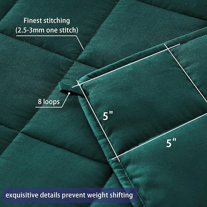 yescool Weighted Blanket for Adults (20 lbs, 88” x 104”, Dark Green) Cooling Heavy Blanket for Sleeping Perfect for 190-210 lbs, Queen Size Breathable Blanket with Premium Glass Bead, Machine Washable