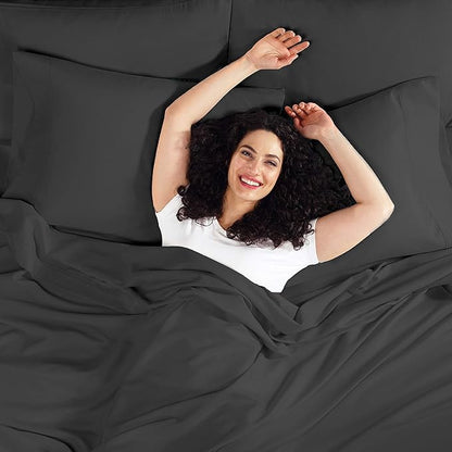 Empyrean 2 Pack Queen Fitted Sheets - Deep Pocket, 14-16 Inch Ultra Soft Microfiber, Wrinkle & Fade Resistant, Shrinkproof, Durable & Breathable, Perfect for Queen Beds, Black