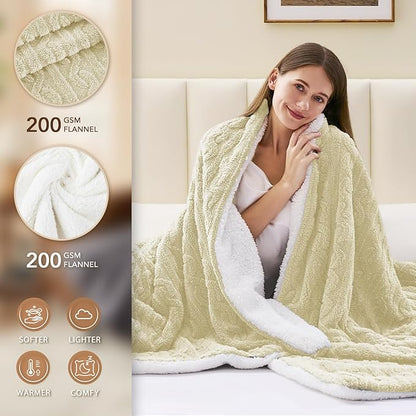 Homemate Electric Heated Blanket Twin - 62"x84" Heating Bed Blankets Throw with 10 Heating Levels 8 Hours Auto Off Fast Heating Over-Heated Protection Ultra Soft Warm Flannel ETL Certified