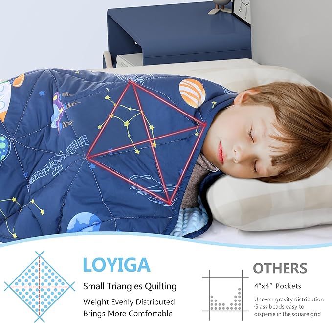 LOYIGA Weighted Blanket with Removable Duvet Case 5lbs 36” x 48”,Reversible Heavy Blanket (Blue)