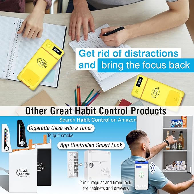 Lockbox for Phone - Timed Lock Box for Cellphone for Self-Discipline, Portable Smartphone Time Lock Box, Jail Phone Box for Family Time, Locking Container to Reduce Screen Time (Yellow)