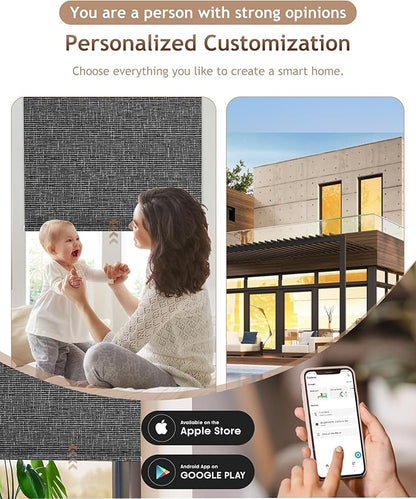 Kincmo Motorized Blinds with Remote,100% Blackout Motorized Roller Shades Work with Apple Homekit,Alexa,Google, Custom Electric Blinds with App,Voice Control (Classic Dark Grey)