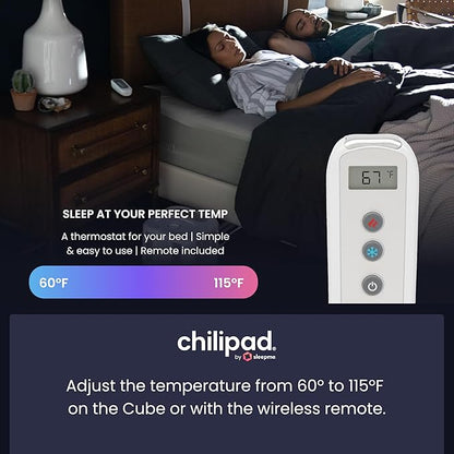 Chilipad Cube Bed Cooling System - Cooling & Heating Mattress Topper, Dual Zone Individual Bed Temperature, Cool Sleep Enhancement, Temp Range of 60-115°F, WE Queen Bedsize (60"W x 80"L), Model: CP514