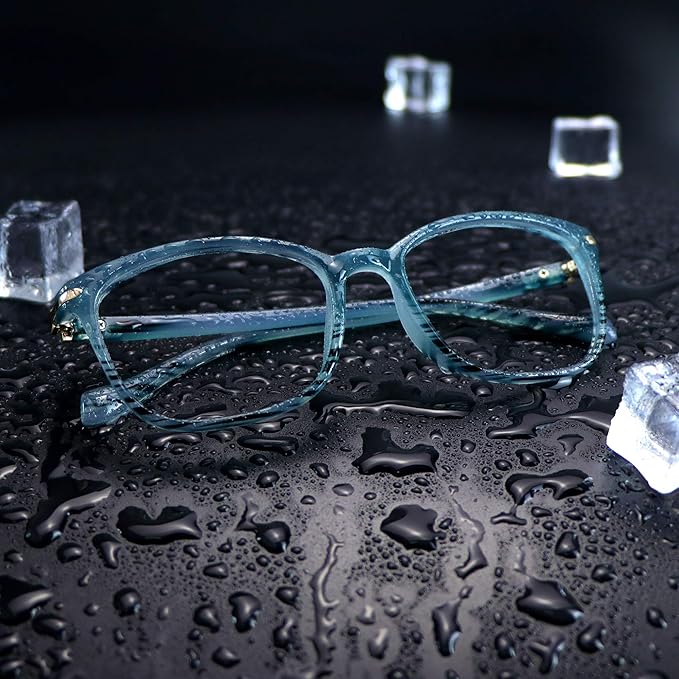 VisionGlobal Blue Light Blocking Glasses for Women, Anti Eyestrain, Computer Reading, TV Glasses, Stylish Square Frame, Anti Glare(Slate Blue,No Magnification)