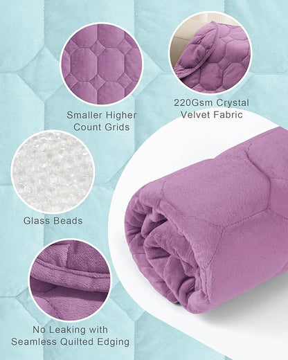 Cottonblue Weighted Lap Blanket Pad 7 lbs 29" x 24", Cozy Luxury Crystal Velvet Weighted Blanket for Adults, Small Weighted Blanket Throw All Season for Travel Relaxation Sleeping, Light Purple