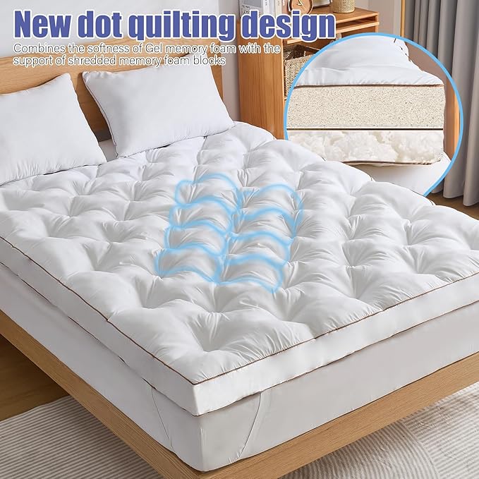 WhatsBedding 4 Inch Memory Foam Mattress Topper King Size for Pressure Relief, Extra Soft and Breathable Pillow Top