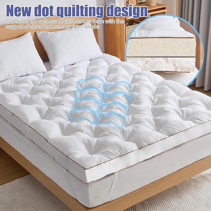 WhatsBedding 4 Inch Memory Foam Mattress Topper King Size for Pressure Relief, Extra Soft and Breathable Pillow Top