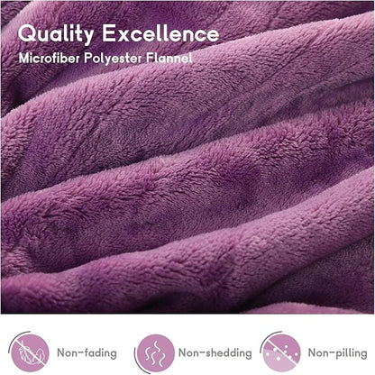 Heated Blanket Electric Blanket Full Size 72''x84'' with 9 Heating Levels, 1-10 Hour Auto Shut Off, Machine Washable, Flannel & Sherpa Soft Warming Blanket for Couch, Bed, Office - Purple