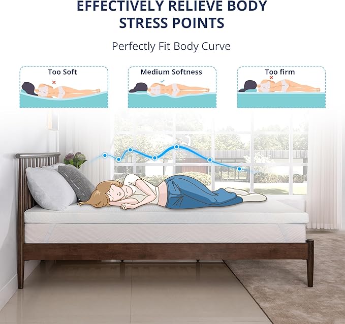 3 Inch Gel Memory Foam Mattress Topper Twin Size, Cooling Bed Topper for Pressure Relief with Removable Breathable Soft Cover, CertiPUR-US Certified