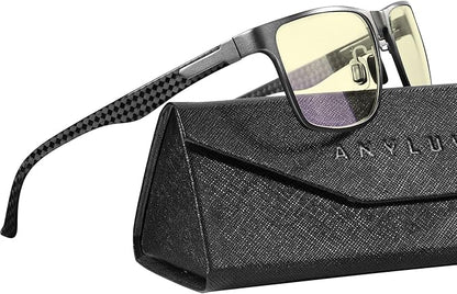 ANYLUV Blue Light Blocking Glasses Men Computer Gaming Glasses Lightweight Al-Mg Metal Anti Eyestrain Eye Protection