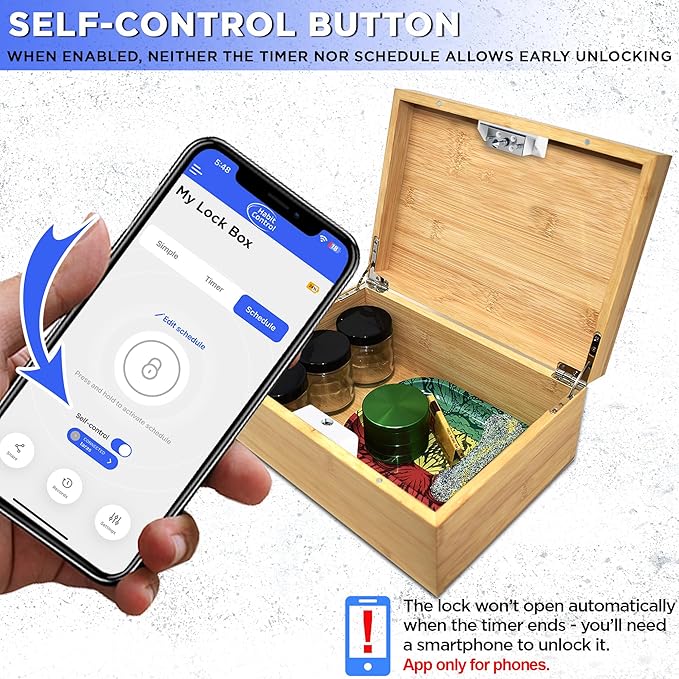 Timed LockBox Habit Control App - Bluetooth Lock Box with Timer to Reduce Screen Time, Unplug from Video Games, Snacks, Socials - Simple, Timer & Schedule Modes - 366 Days Time Locking Container