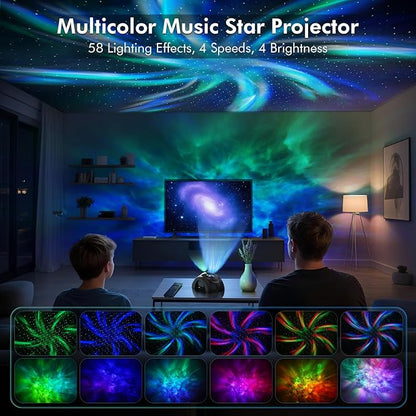 Rossetta Dual Lens Galaxy Projector, Star Projector for Bedroom with White Noise & Bluetooth Speaker, Remote, Timer, Aurora & Nebula Night Light for Easter, Party, Yoga, Gifts for Kids Adult Teen