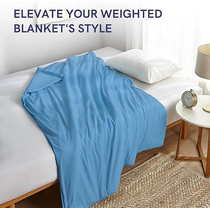 YnM Cotton Duvet Cover for Weighted Blankets (Monaco Blue, 60''x80'')