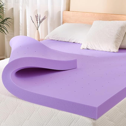 2 Inch Twin XL Lavender Scented Memory Foam Mattress Topper for Pressure Relieving, Ventilated for Cooling Sleep, CertiPUR-US Certified, Medium Feel Mattress Pad in a Box, 38"x80", Twin XL Size