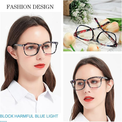MARE AZZURO Blue Light Blocking Reading Glasses Women Computer Readers 0 100 125 150 175 200 225 250 275 300 350 400 500 600 (Black-floral, 0)