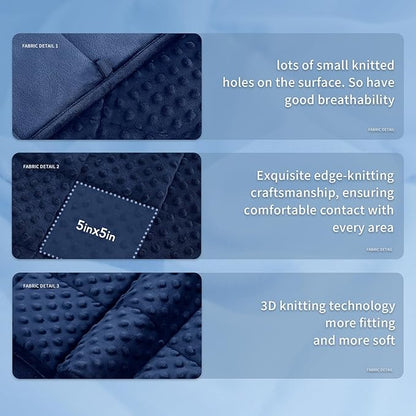 Topcee Weighted Blanket for Adults (15lbs 60"x80"), Minky Dots Heavy Blanket for 140-160lbs Sleeping, Soft, Cozy and Cooling Weighted Throw Blankets, Machine Washable, Blue