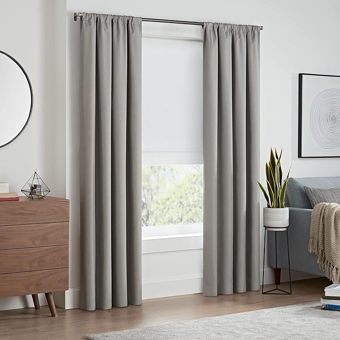 Eclipse Kylie Total Privacy Blackout Cordless Lined Window Roman Shade for Living Room, 35 in x 64 in, White