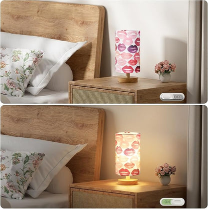 Fenmzee Lips Table Lamp for Bedroom - Inline Control, Small Bedside Lamp with 3000K A15 LED Blub, Easy Assembly (Lips White Shade, 9" Inline Control)