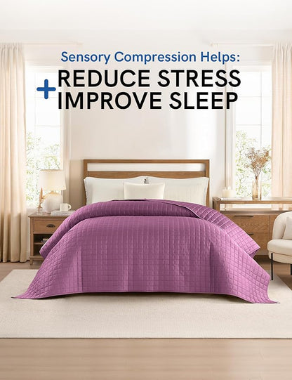 YnM Exclusive Cooling Rayon Derived from Bamboo, Smallest Compartments, Bed Blanket for One Person of 190lbs, Ideal for Queen/King Bed (60x80 Inches, 20 Pounds, Fuchsia Purple)